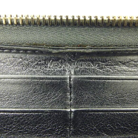 Authenticity guaranteed SAINT LAURENT Long Wallet Y Mail Leather USED - Picture 6 of 9